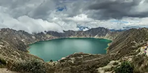 Caldera Prints: Panorama of Quilotoa, a water-filled caldera and the most western volcano in the Ecuadorian Andes