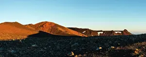 Crater Prints: Panorama of the red sunrise on Red Crater Volcano and view of Mount Tongariro