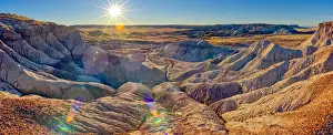 Holbrook Prints: Panorama of the setting sun at the First Forest in Petrified Forest National Park