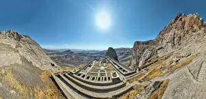 South Prints: Panorama showcasing Alinja castle with surrounding landscape in Azerbaijan during daytime