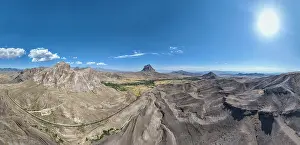Hilltop Prints: Panorama view of Alinja castle with surrounding mountains under clear sky in Azerbaijan
