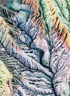 Wonders Prints: Panoramic aerial view of the idyllic colorful mountains of Cerro de los Siete Colores