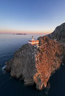 Latium Prints: Panoramic aerial view of Ponza island lighthouse