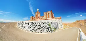 Canary Prints: Panoramic of the empty desert road leading to Entallada lighthouse