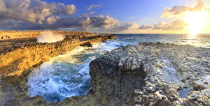 Antigua Prints: Panoramic of Devils Bridge at dawn
