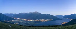 Lake Como Prints: Panoramic of dusk over Lake Como, Alto Lario and lower Valtellina, Lombardy