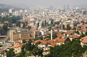 Panoramic hilltop view of the city, Sarajevo, Bosnia, Europe