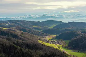 Foothills Prints: Panoramic landscape view of nature surrounding Zurich, Switzerland