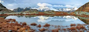 Valtellina Prints: Panoramic of Monte Disgrazia covered with snow in autumn