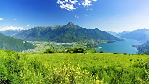 Lake Como Prints: Panoramic of Monte Legnone and Alto Lario from flowering meadows above Lake Como