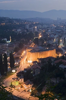 Panoramic night view of the city, Sarajevo, Bosnia, Bosnia-Herzegovina, Europe