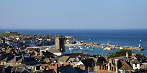 Cultures Prints: Panoramic photo of St. Ives church and old harbour