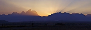 Cathedral Group Prints: Panoramic photo of sunset over the Cathedral Group of mountains