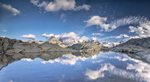 Canton Of Graubunden Prints: Panoramic of Piz Bernina at sunset