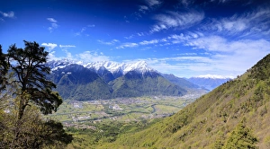 Mountain Peak Prints: Panoramic of Rhaetian Alps in spring from Prati Nestrelli, Civo, province of Sondrio