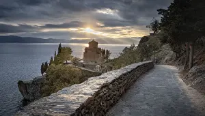 Places Of Worship Prints: Panoramic at Saint John at Kaneo, an Orthodox church situated on the cliff overlooking