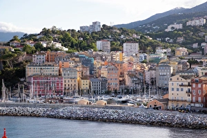 Lively Prints: Panoramic summer cityscape of Bastia, Corsica island, France