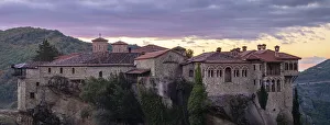 Meteora Prints: Panoramic on Varlaam Monastery at sunrise, Meteora, UNESCO World Heritage Site, Thessaly