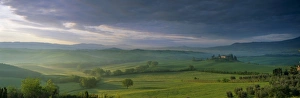 Val Dorcia Prints: Panoramic view of Belvedere and the Val d Orcia at dawn