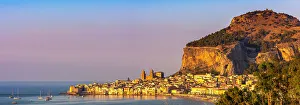 Cefalu Prints: Panoramic view of Cefalu, Province of Palermo, Sicily, Italy, Mediterranean, Europe