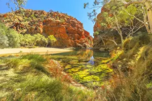 Northern Territory Prints: Panoramic view of Ellery Creek Big Hole waterhole in West MacDonnell Ranges surrounded