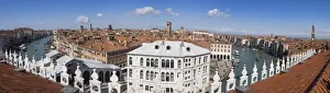 Grand Canal Prints: Panoramic view of the Grand Canal from the terrace of the Fondaco dei Tedeschi, Venice