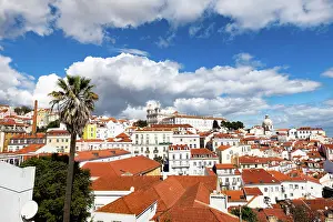 Alfama Prints: Panoramic view of Lisbon city, Alfama District, Portugal