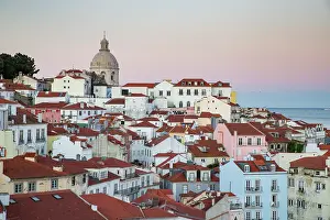 Alfama Prints: Panoramic view of Lisbon city, Alfama District, Portugal