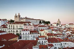 Alfama Prints: Panoramic view of Lisbon city, Alfama District, Portugal