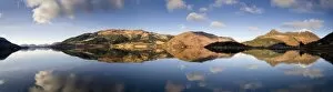 Images Dated 10th February 2010: Panoramic view of Loch Levan in flat calm conditions with perfect reflections of distant mountains