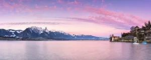 Bern Prints: Panoramic view at Oberhofen am Thunersee, Canton of Bern, Switzerland, Europe