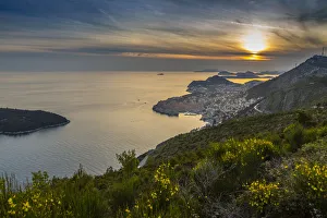 Dubrovnik Gallery: Panoramic view of the Old Walled City of Dubrovnik at sunset, UNESCO World Heritage Site