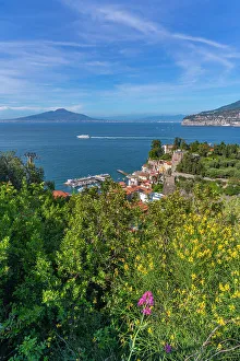 Sorrento Prints: Panoramic view of Sorrento and Mount Vesuvius and Bay of Naples