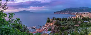 Sorrento Prints: Panoramic view of Sorrento, Mount Vesuvius and Bay of Naples