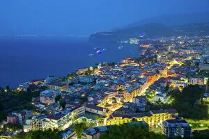 Typically Italian Gallery: Panoramic view of Sorrento at night, Sorrento, Amalfi Coast, UNESCO World Heritage Site