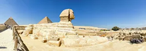 Giza Prints: Panoramic view of the Sphinx and the Great Pyramid of Giza