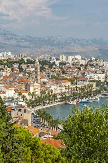 Panoramic view from above Split Town and Cathedral of Saint Domnius, Split, Dalmatian