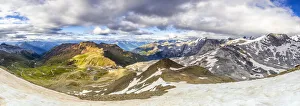Mountain Pass Prints: Panoramic view of Stelvio Mountain pass at sunset, Valtellina, Lombardy, Italy, Europe
