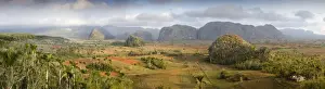 Show Prints: Panoramic view of the Vinales Valley showing limestone hills known as Mogotes