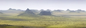 Panoramas Prints: Panoramic view of volcanic landscape, South Iceland, Iceland, Polar Regions