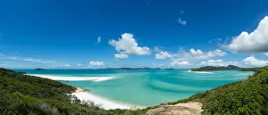 A panoramic view of the world-famous Whitehaven Beach on Whitsunday Island, Queensland