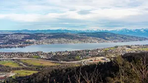 Destinations Prints: Panoramic view of Zurich Lake, Switzerland