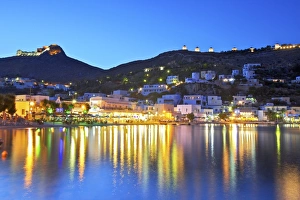 Leros Prints: Panteli at night, Leros, Dodecanese, Greek Islands, Greece, Europe