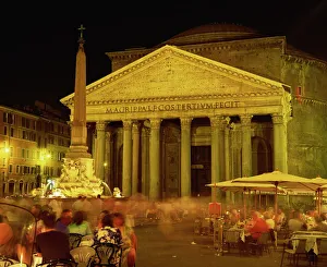 Restaurant Prints: The Pantheon illuminated at night in Rome
