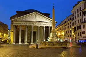 18th Century Gallery: The Pantheon and Piazza della Rotonda at night, UNESCO World Heritage Site, Rome