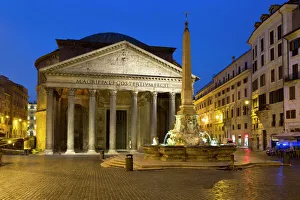 18th Century Gallery: The Pantheon and Piazza della Rotonda at night, UNESCO World Heritage Site, Rome