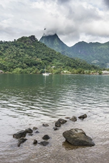 Sailing Boat Prints: Paopao Bay, Moorea, Society Islands, French Polynesia, Pacific