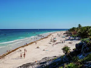 Quintana Prints: Paradise Beach, elevated view, Tulum, Quintana Roo State, Mexico