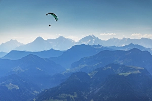 Jungfrau Prints: Paraglider flying over Kander Valley with Jungfrau
