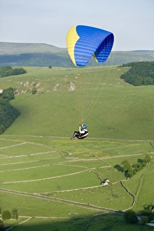 Risk Prints: Paragliding off Mam Tor, Derbyshire, Peak District, England, United Kingdom, Europe